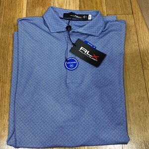 Polo Ralph Lauren Blue Geometric Short sleeve Wicking Strech Shirt Men